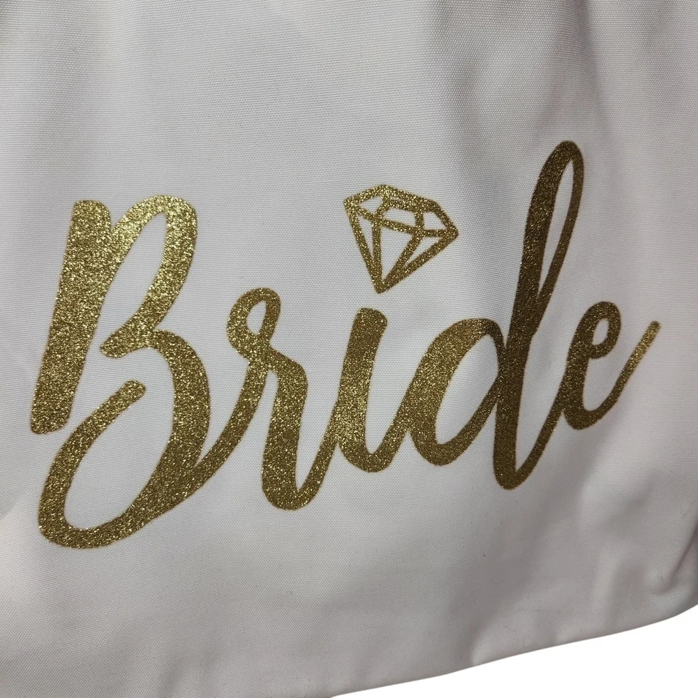 Reversible Tote Bag Bride To Mrs White Pink Gold